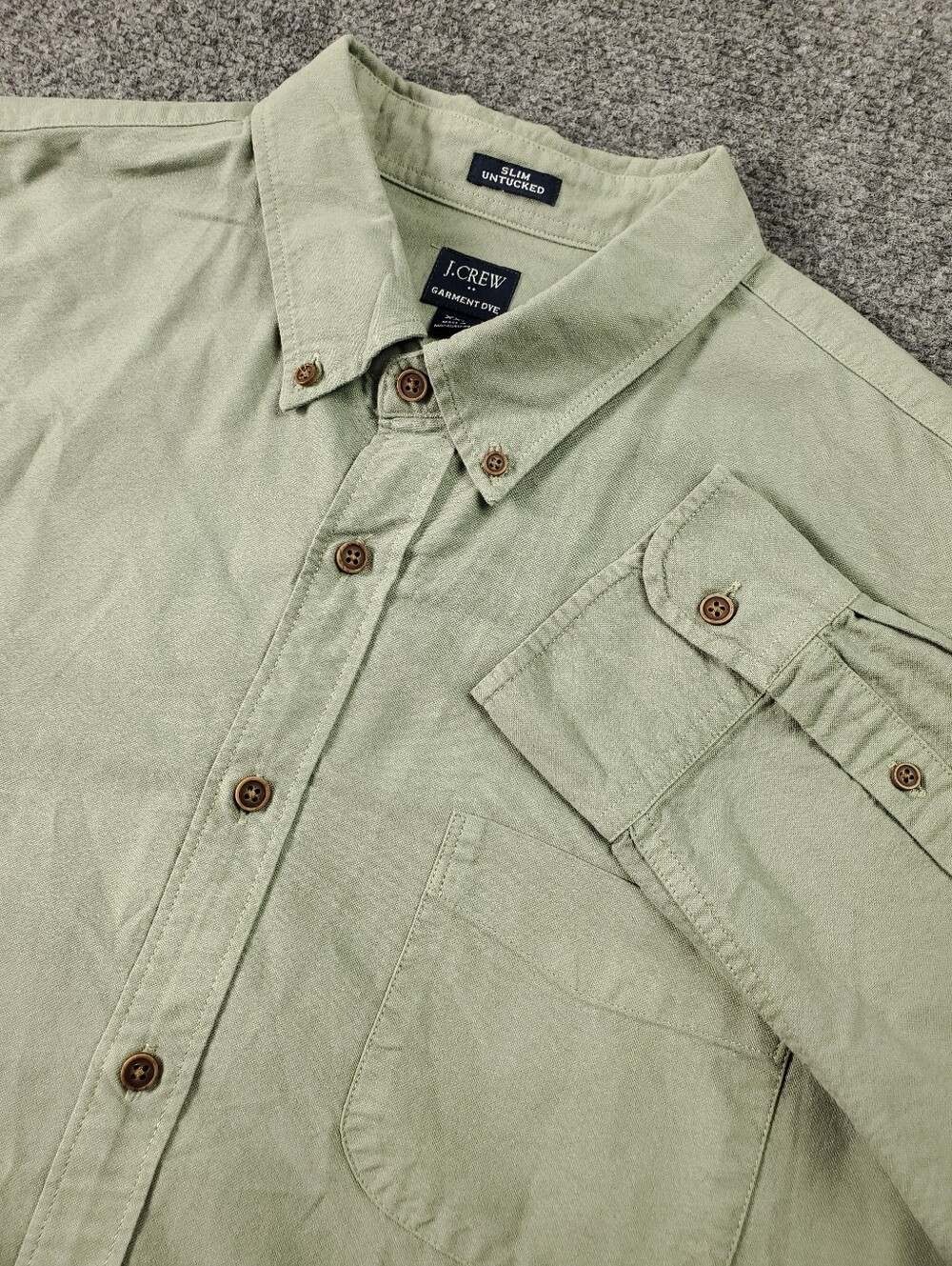 J Crew Oxford Shirt 2XL Slim Untucked Button Down Sage Green Classic Formal OCBD